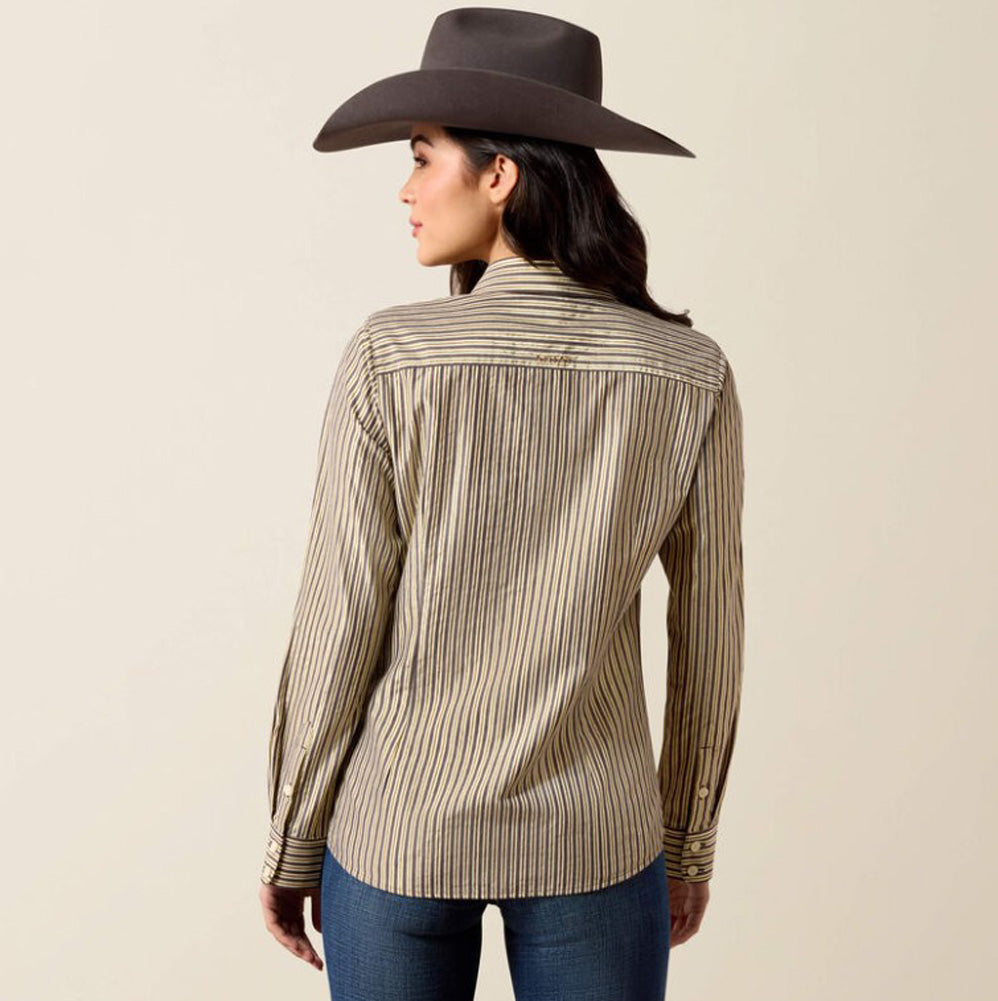 Team Kirby LS in Chocolate Plum Stripe by Ariat