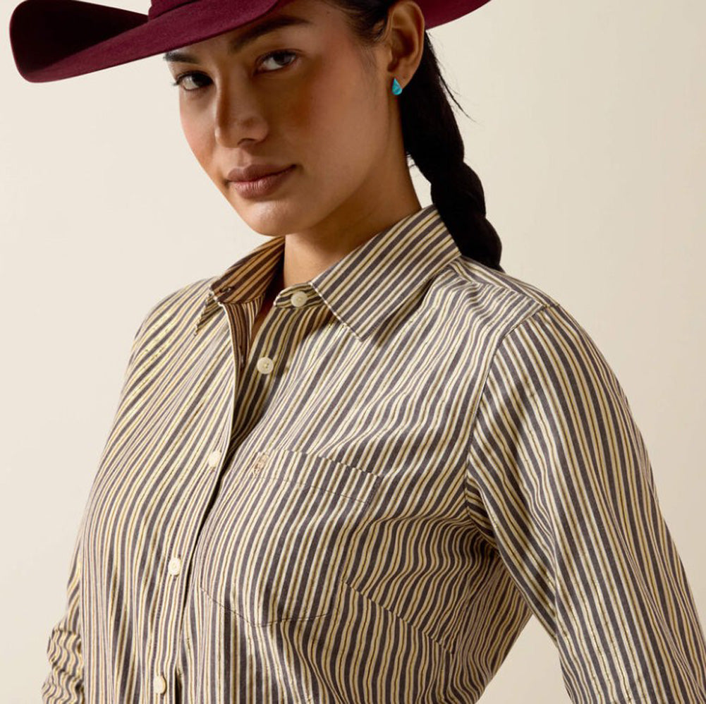 Kirby LS in Chocolate Plum Stripe by Ariat