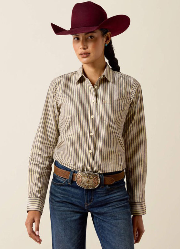Kirby LS in Chocolate Plum Stripe by Ariat