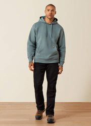 Rebar Lightweight Logo Hoodie in North Atlantic/Green Milieu by Ariat