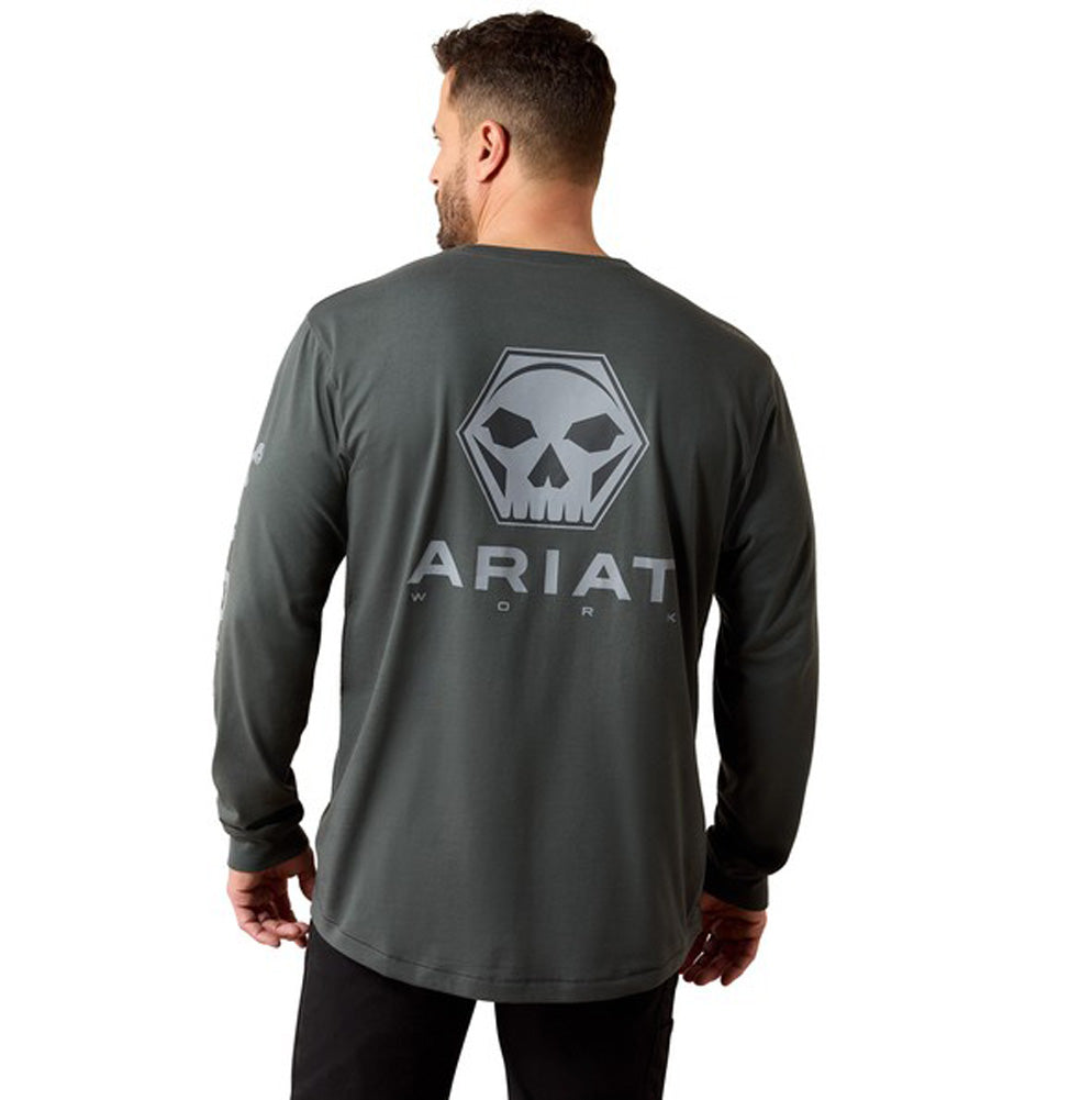 Rebar Workman Bolt Skull LS in Steel Green by Ariat