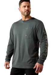 Rebar Workman Bolt Skull LS in Steel Green by Ariat