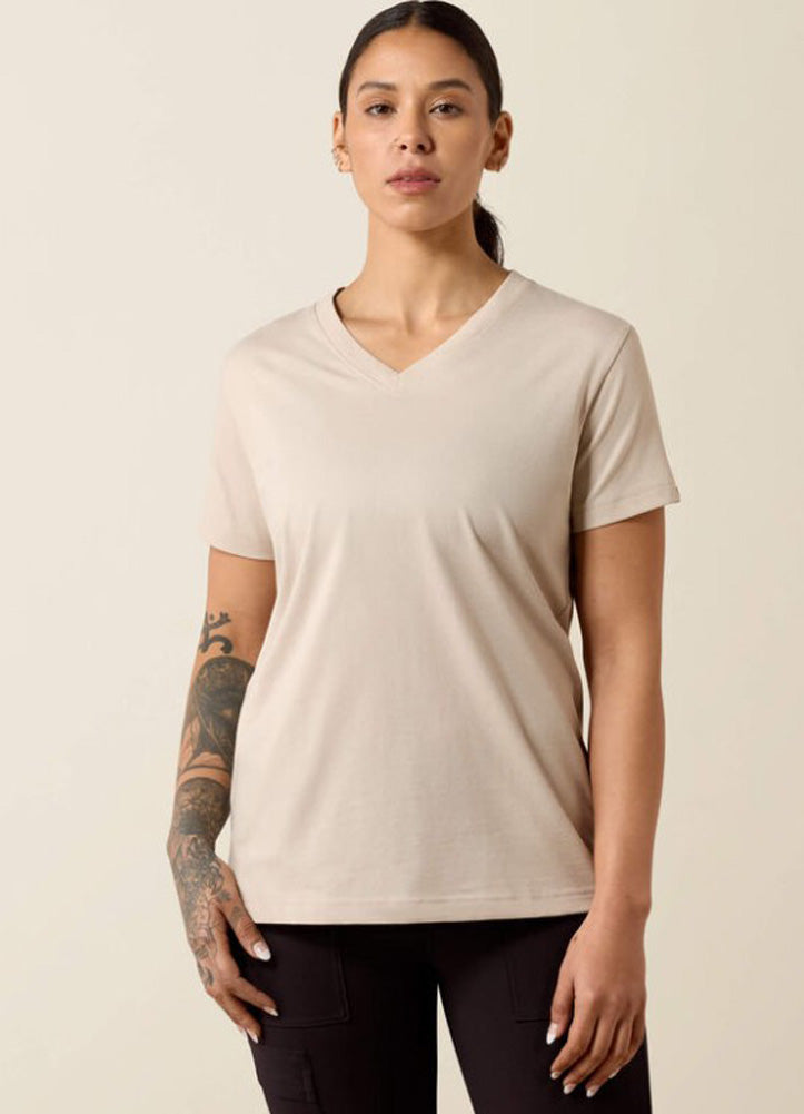 Rebar Cotton Strong V Neck SS in Silver Grey Heather by Ariat