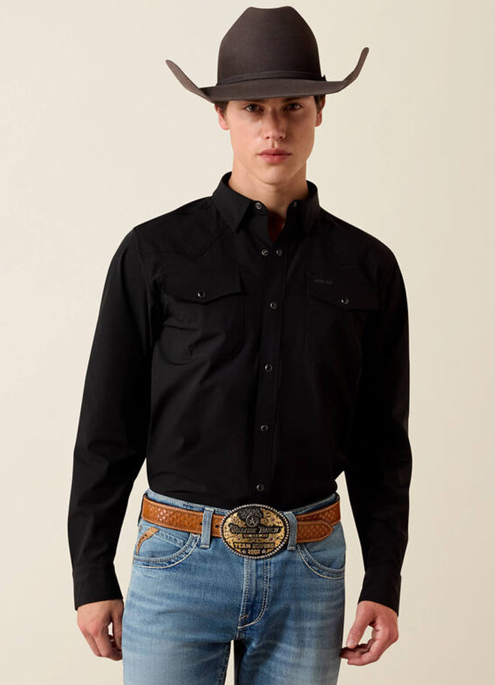 Frontier Touch VentTEK Western LS Fitted Snap Black by Ariat