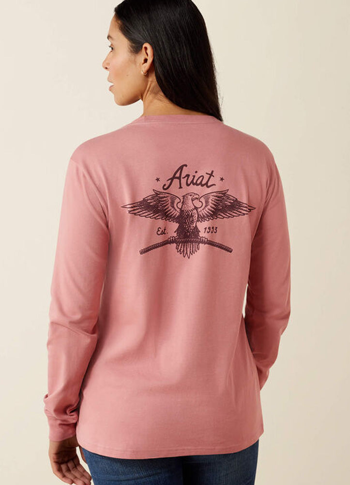 Rebar Cotton Strong Fly Eagle LS in Dusty Rose by Ariat