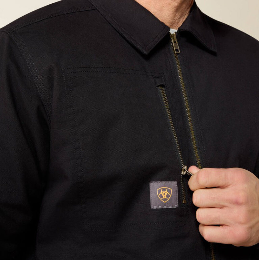 Rebar Made Tough Flannel Lined Shop Jacket in Black by Ariat