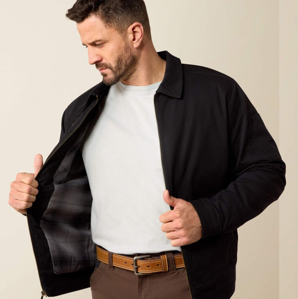 Rebar Made Tough Flannel Lined Shop Jacket in Black by Ariat