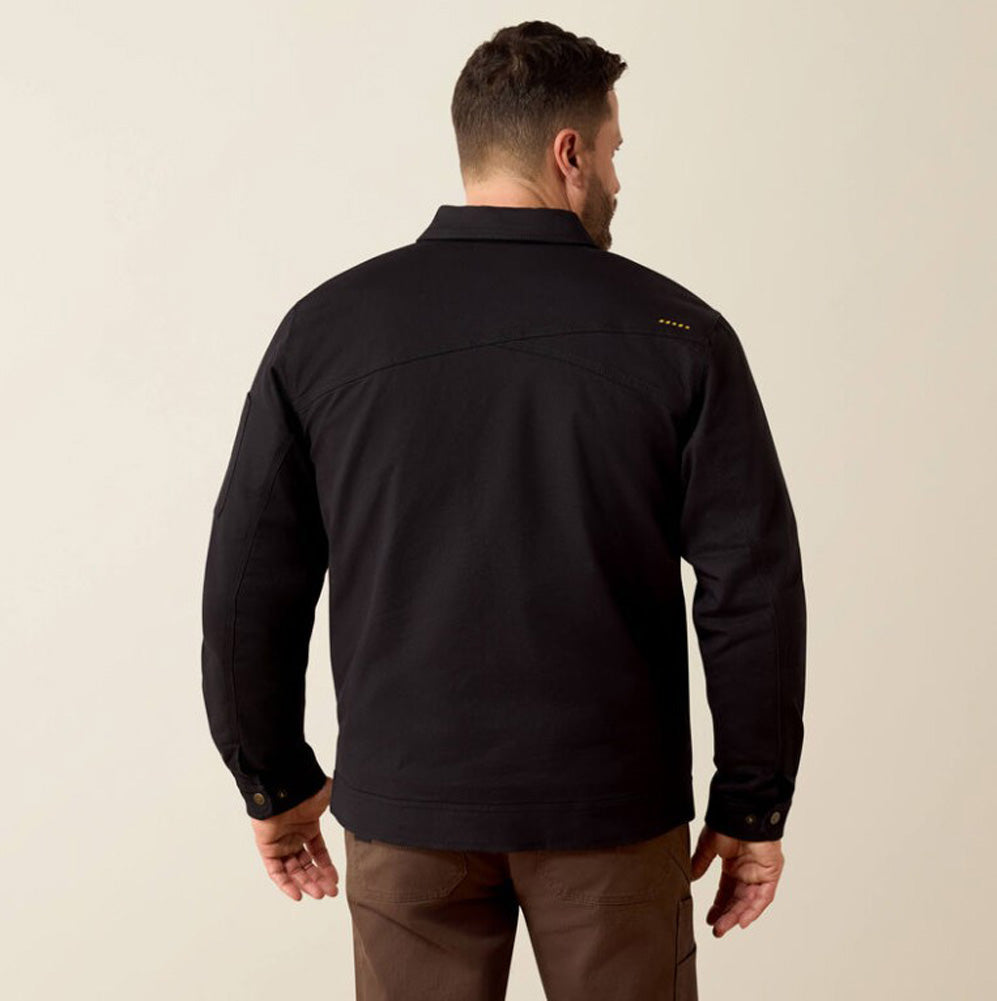 Rebar Made Tough Flannel Lined Shop Jacket in Black by Ariat