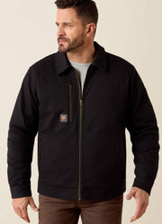 Rebar Made Tough Flannel Lined Shop Jacket in Black by Ariat