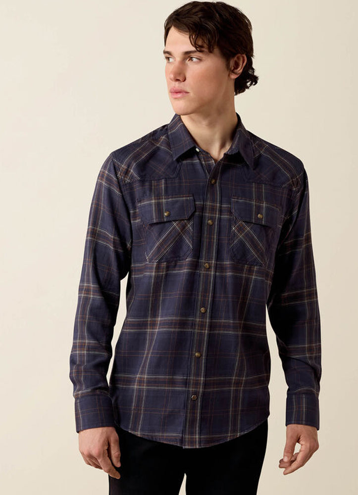 Retro Haas Fitted Snap Shirt in Ombre Blue Plaid by Ariat International
