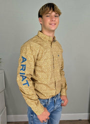 Team Earl Fitted Shirt in Curry Floral Print/Majolica Bl by Ariat International