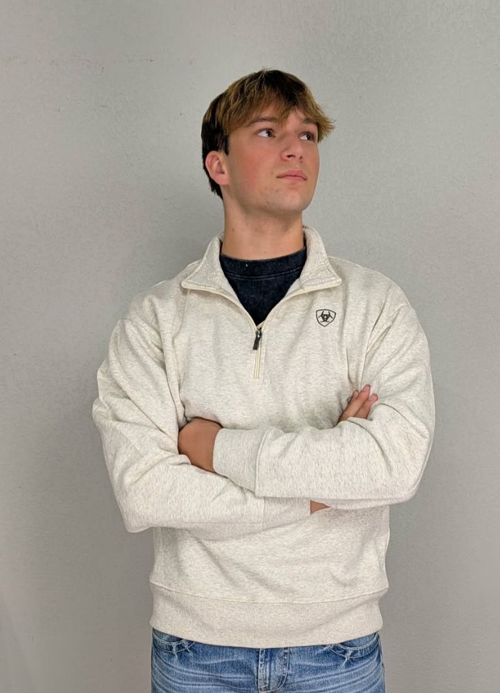 Holiday 1/4 Zip Sweatshirt in Oatmeal Heather by Ariat International