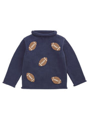 Football Roll Neck Sweater by Mud Pie