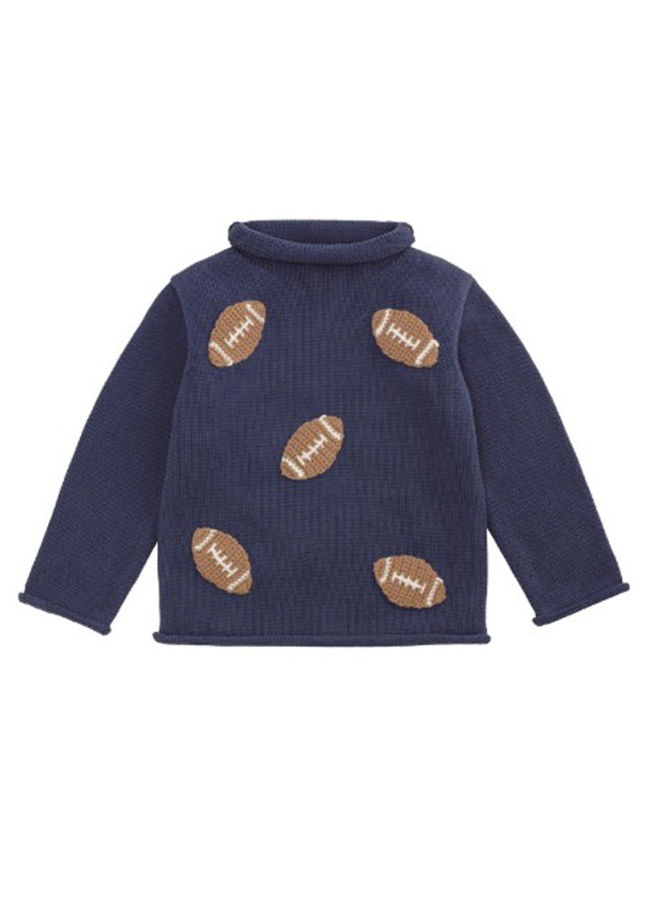 Football Roll Neck Sweater by Mud Pie