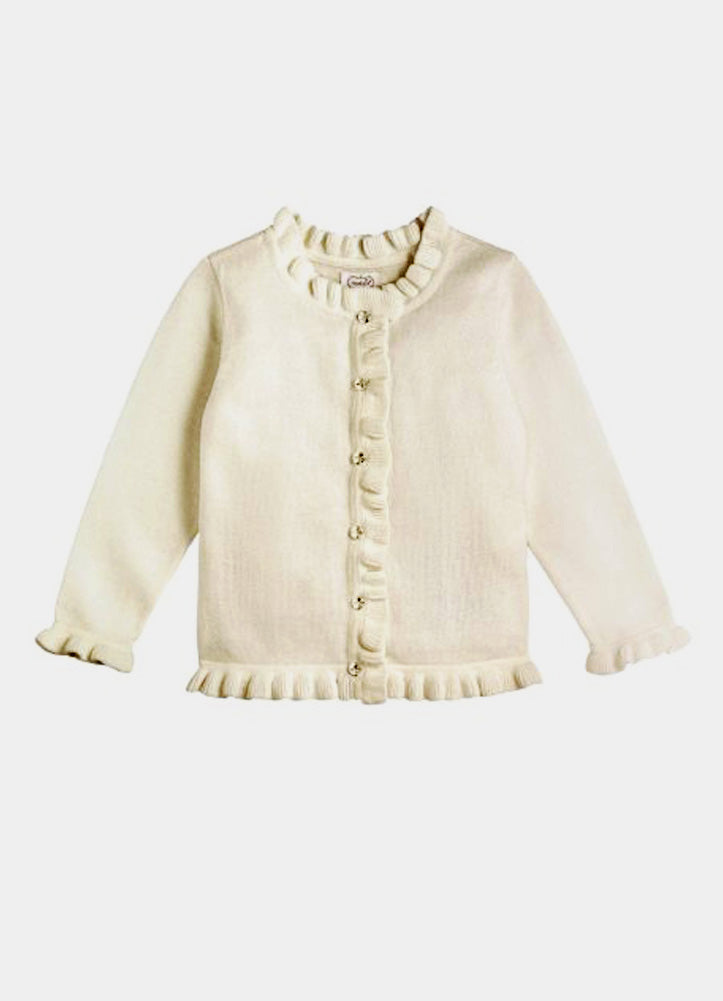 Ivory Ruffle Cardigan by Mud Pie