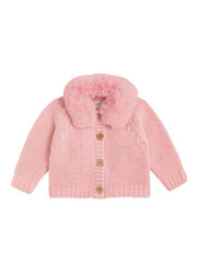 Pink Fur Collar Cardigan by Mud Pie