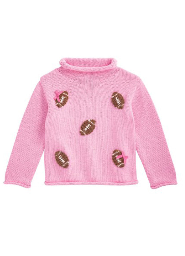 Girl Football Roll Neck Sweater by Mud Pie
