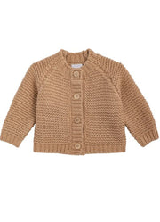 Tan Garter Stitch Cardigan by Mud Pie