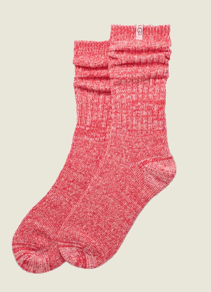 Rib Knit Slouchy Crew Sock in Hibiscus Pink by UGG