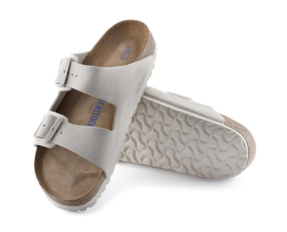 Arizona SFB in Antique White Suede Regular Width by Birkenstock