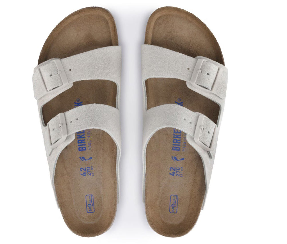 Arizona SFB in Antique White Suede Regular Width by Birkenstock