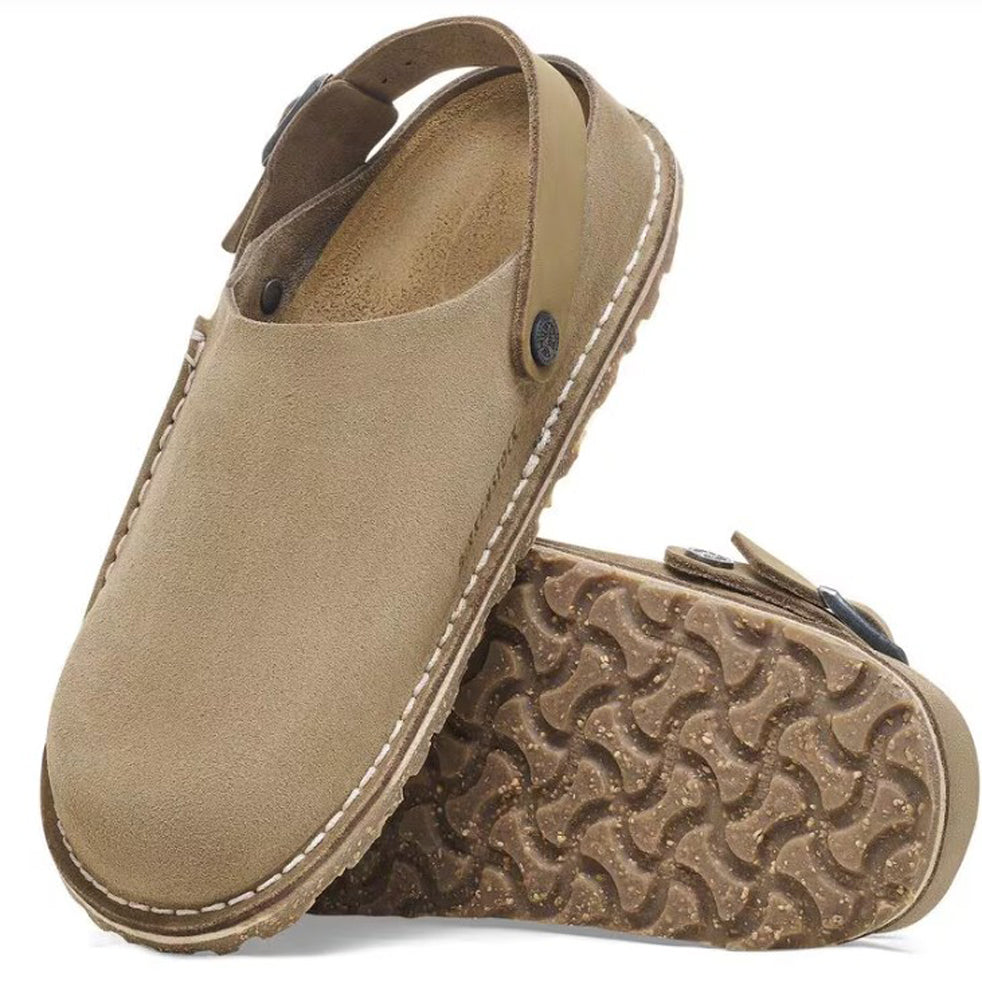 Lutry in Gray Taupe Suede Regular Width by Birkenstock