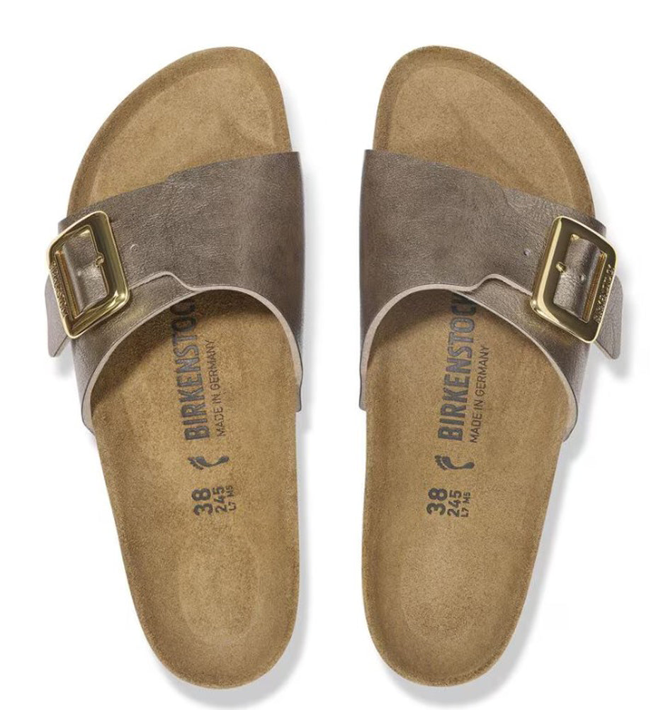 Catalina Luxe Buckle in Graceful Taupe Birko-Flor Narrow Width by Birkenstock