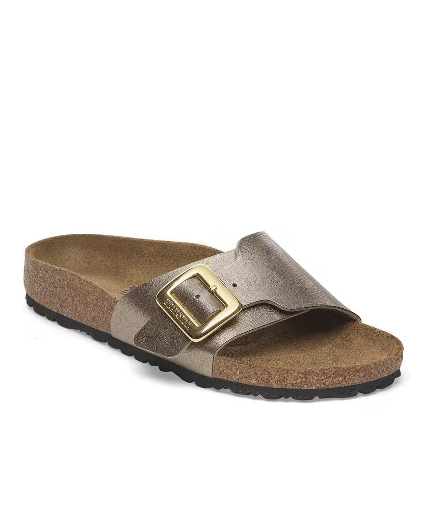 Catalina Luxe Buckle in Graceful Taupe Birko-Flor Narrow Width by Birkenstock