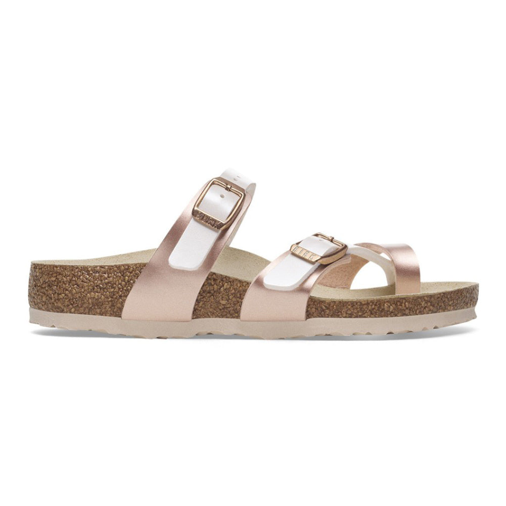 Mayari Kids in Copper/White Birko-Flor Narrow Width by Birkenstock