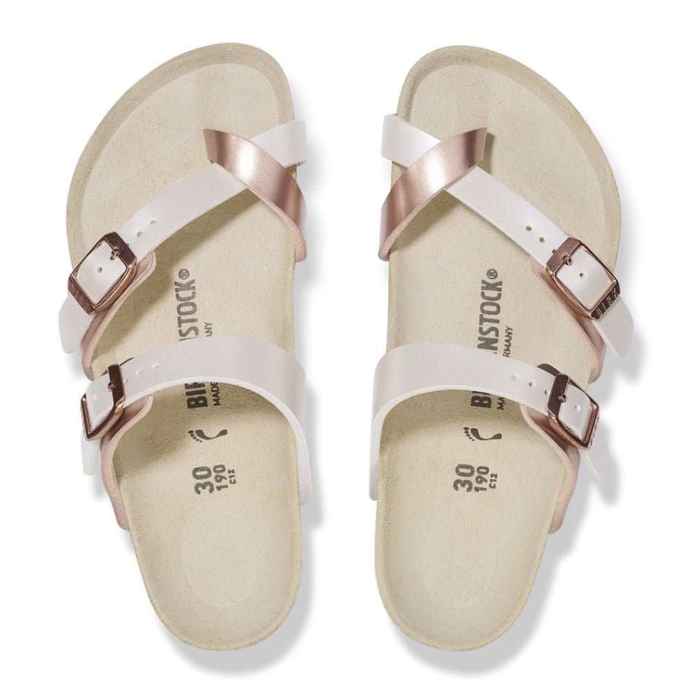 Mayari Kids in Copper/White Birko-Flor Narrow Width by Birkenstock