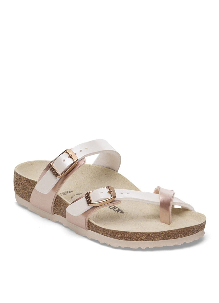 Mayari Kids in Copper/White Birko-Flor Narrow Width by Birkenstock