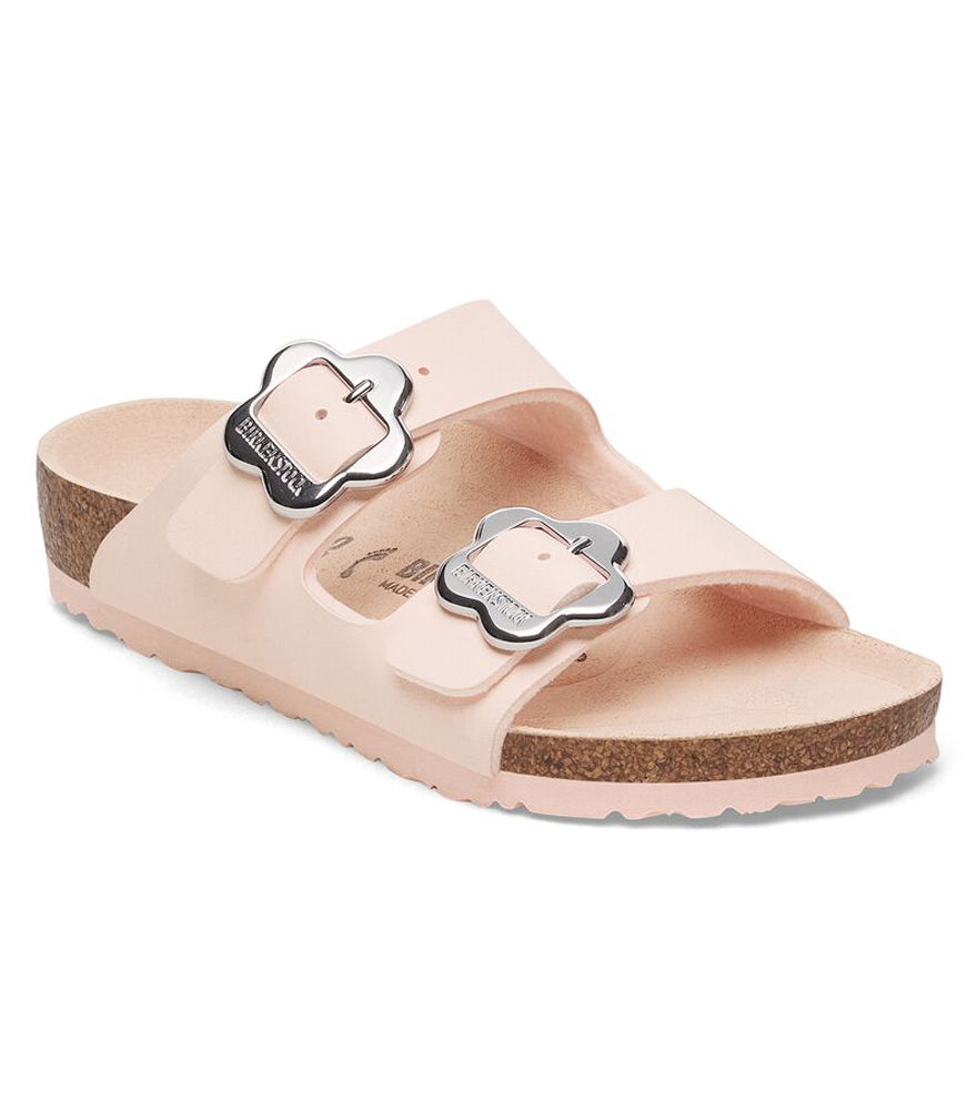 Arizona Kids Flower Buckle in Light Rose Birko-Flor Narrow Width by Birkenstock