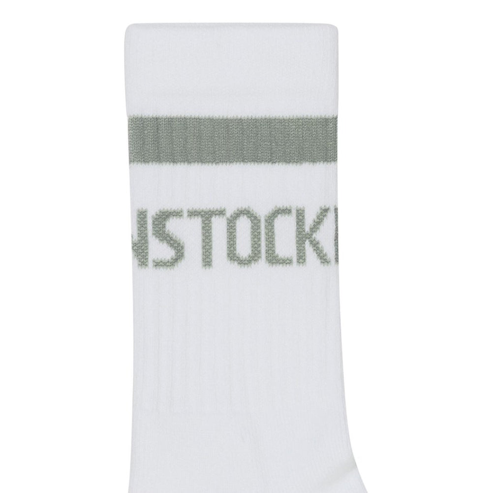 Cotton Stripe Sock in White/Sage by Birkestock