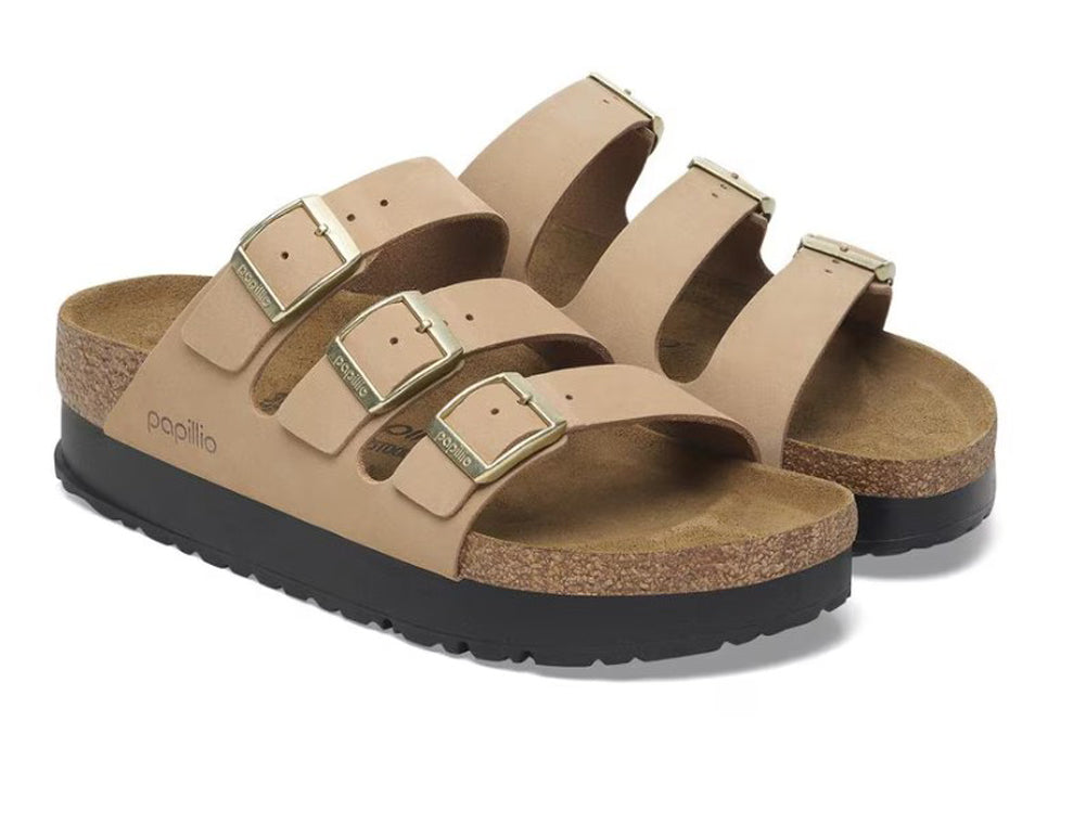 Florida Platform in Sandcastle Nubuck Narrow Width by Birkenstock