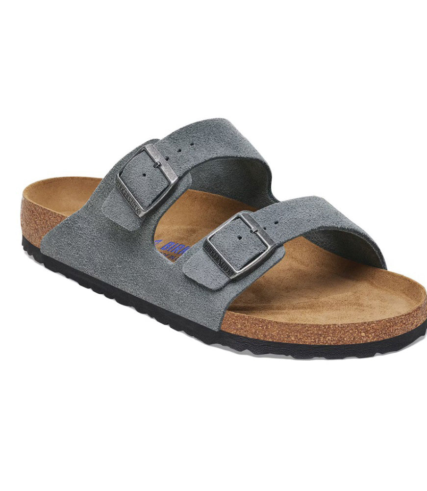 Arizona Soft Footbed in Basalt Gray Suede Regular Width by Birkenstock