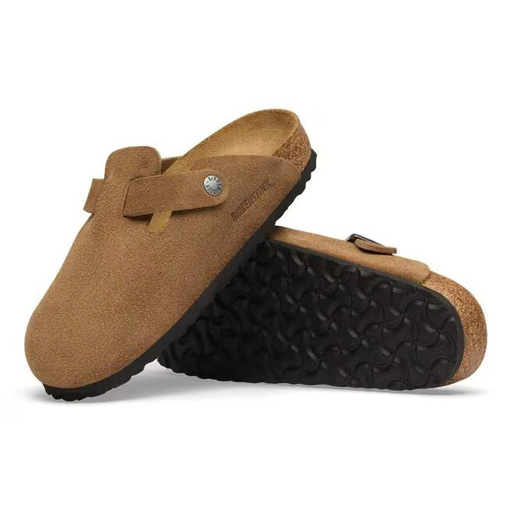 Boston in Dark Tea Suede Narrow Width by Birkenstock