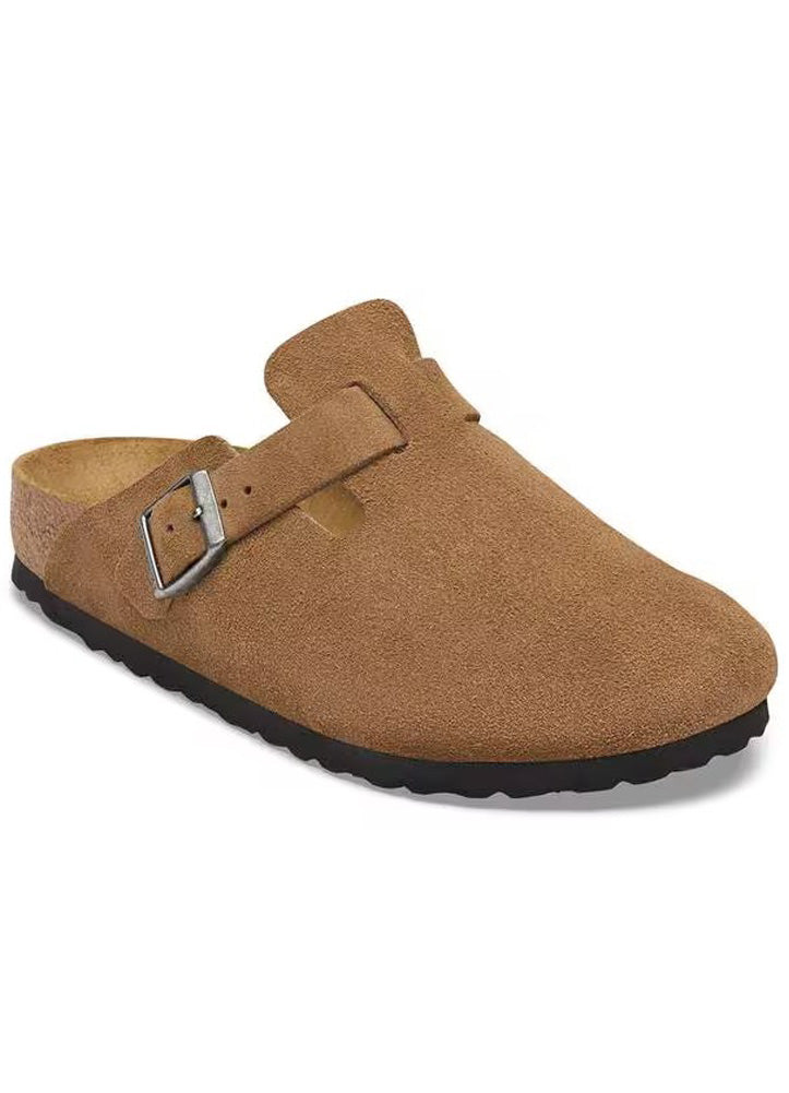 Boston in Dark Tea Suede Narrow Width by Birkenstock