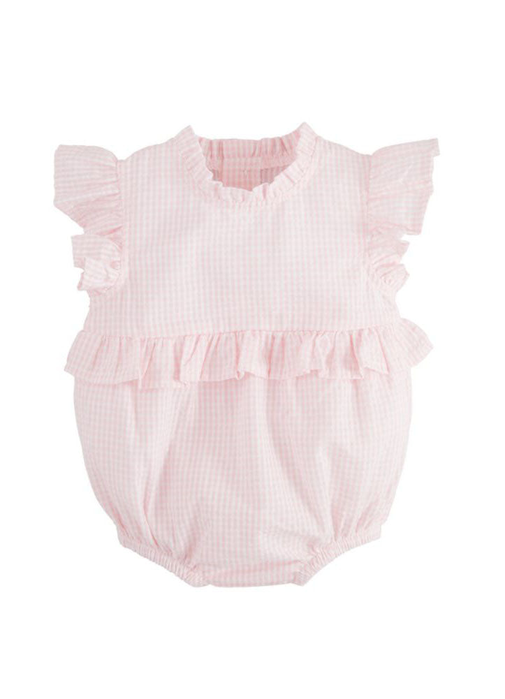 Pink Check Ruffle Bubble by Mud Pie