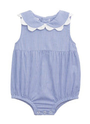 Blue Gingham Scallop Bubble by Mud Pie