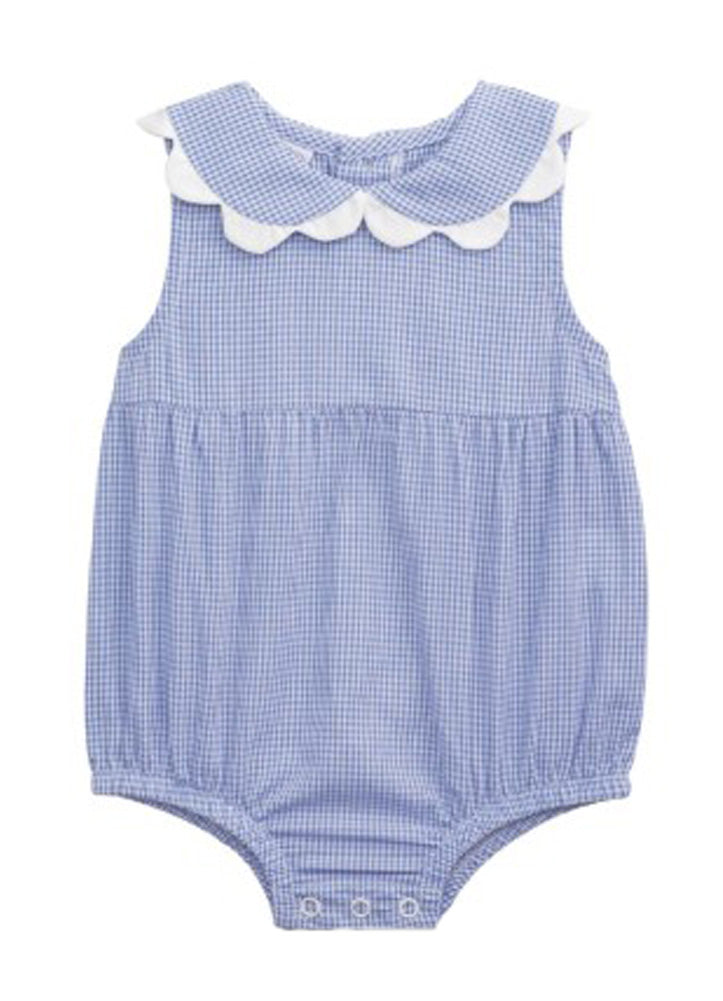 Blue Gingham Scallop Bubble by Mud Pie