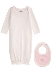 Dot Gown and Gingham Bib Set by Mud Pie