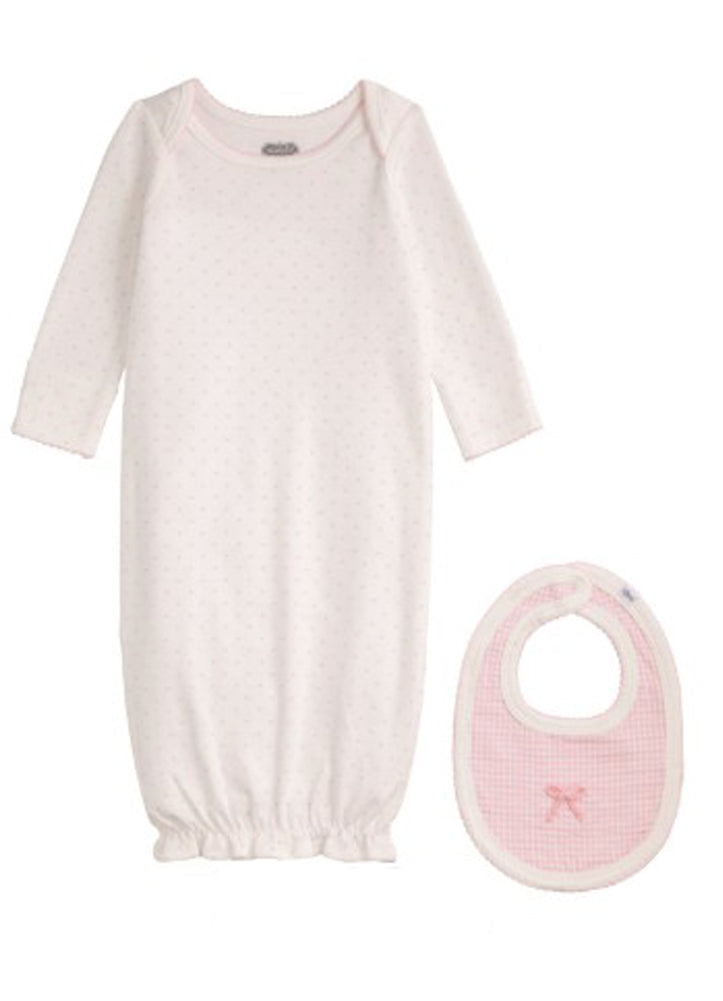 Dot Gown and Gingham Bib Set by Mud Pie