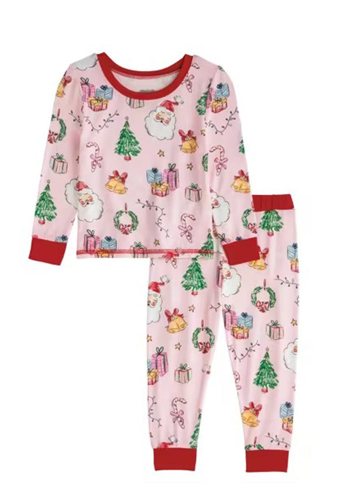 Pink Christmas Print PJs by Mud Pie