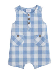Blue Check Romper by Mud Pie