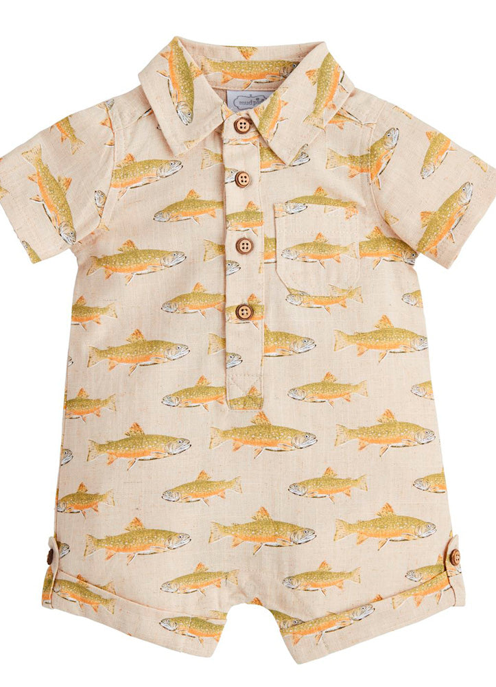 Linen Fish Romper by Mud Pie