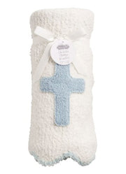 Blue Chenille Cross Blanket by Mud Pie