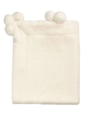 Ivory Fur Pom Pom Blanket by Mud Pie