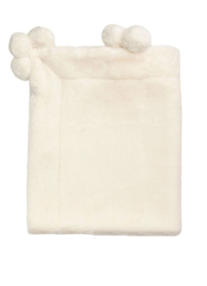 Ivory Fur Pom Pom Blanket by Mud Pie