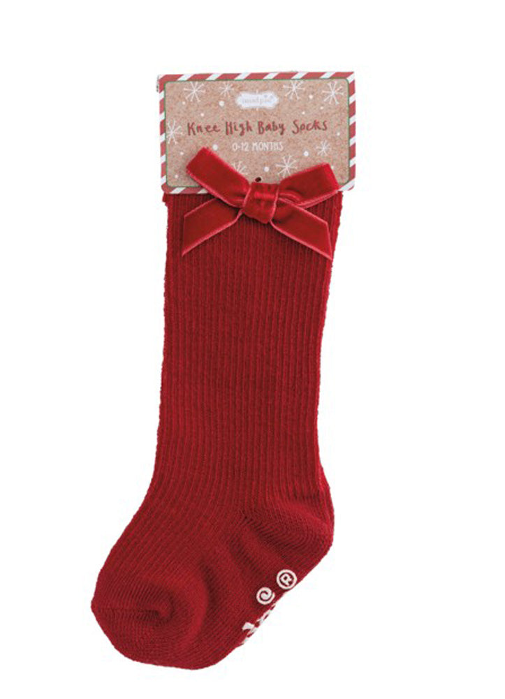 Tall Red Bow Socks by Mud Pie