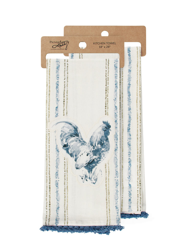 Kitchen Towel- Blue Rooster by Primitives by Kathy
